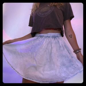 Acid washed faux jean skirt